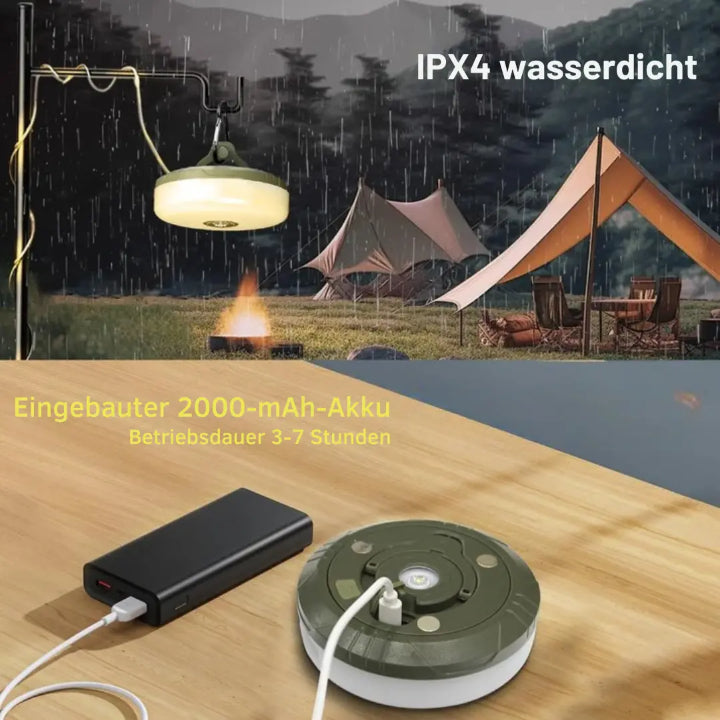 Camping lantern with 10m RGB string lights – ambiance & safety for every outing