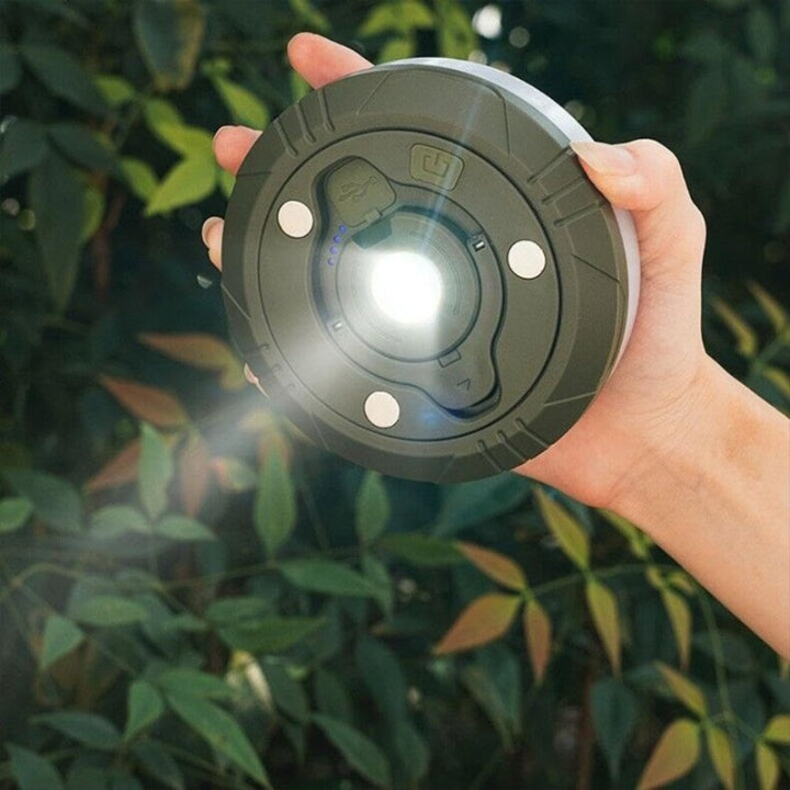 Camping lantern with 10m RGB string lights – ambiance & safety for every outing