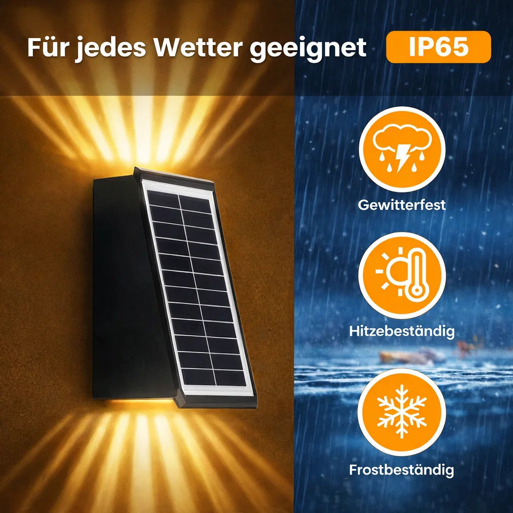 Solar Outdoor Wall Light with RGB & Warm White – Wireless & Automatic