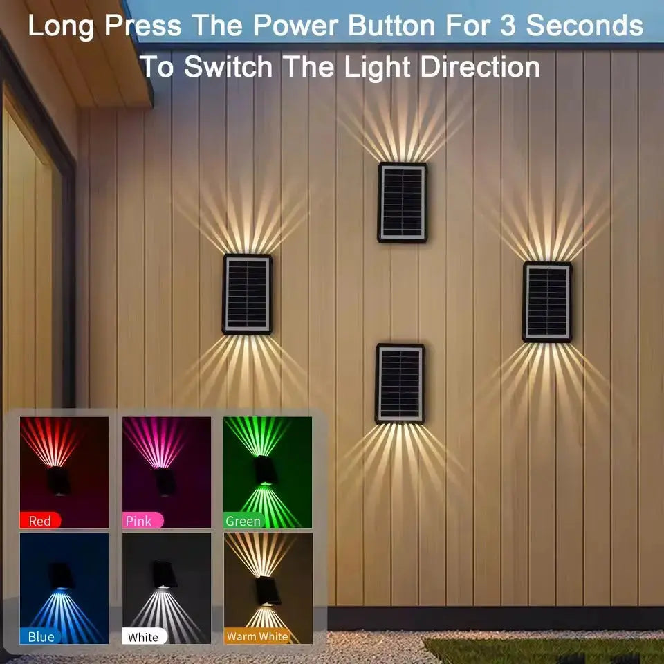 Solar Outdoor Wall Light with RGB & Warm White – Wireless & Automatic
