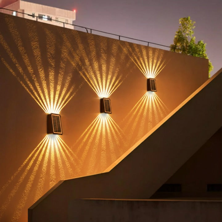 Solar Outdoor Wall Light with RGB & Warm White – Wireless & Automatic