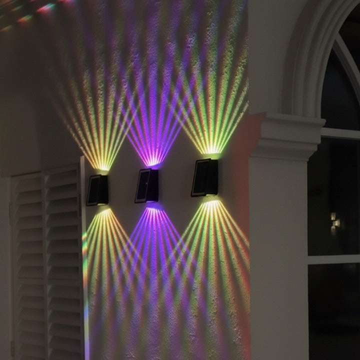 Solar Outdoor Wall Light with RGB & Warm White – Wireless & Automatic